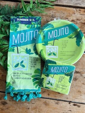 Mojito Theme Hand Towel, Plates & Napkins